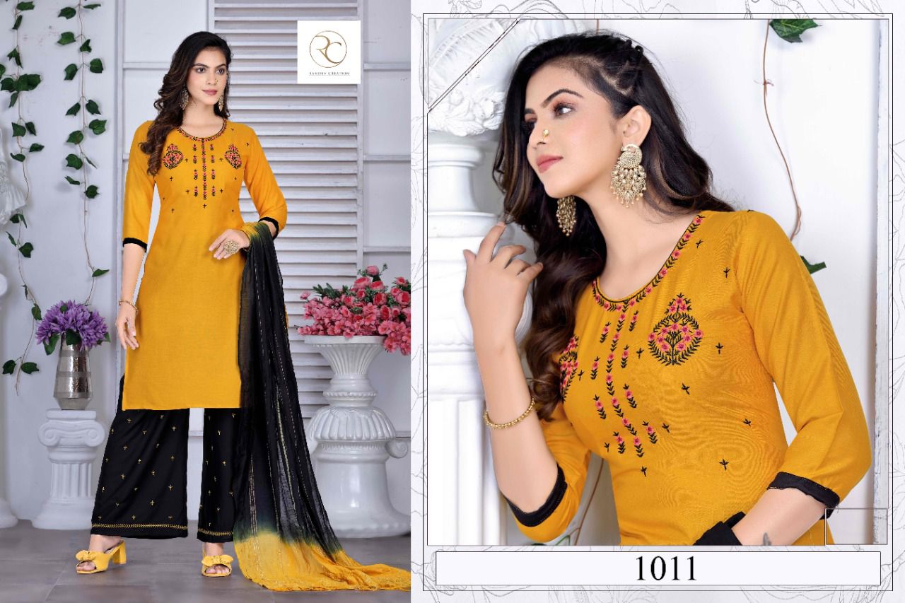 Rc Kesariya 1 Latest Fancy Ethnic Wear Rayon Ready Made Suit Collection